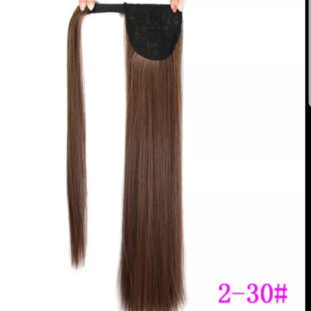 24'' Long Silky Straight Ponytails Clip In Synthet